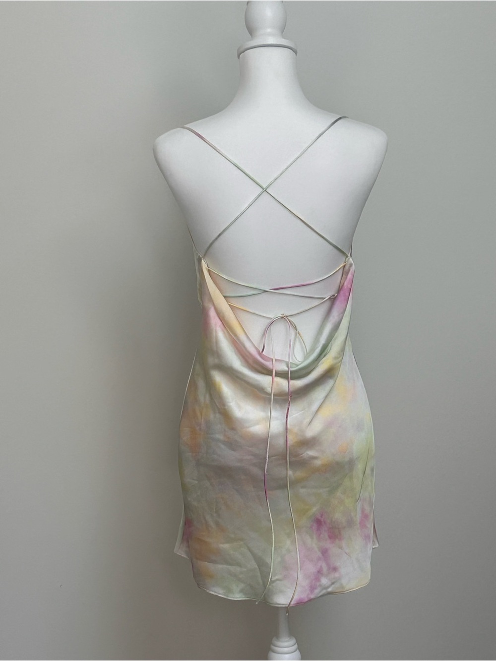 Zara Pastel Tie-Dye Satin Mini Dress